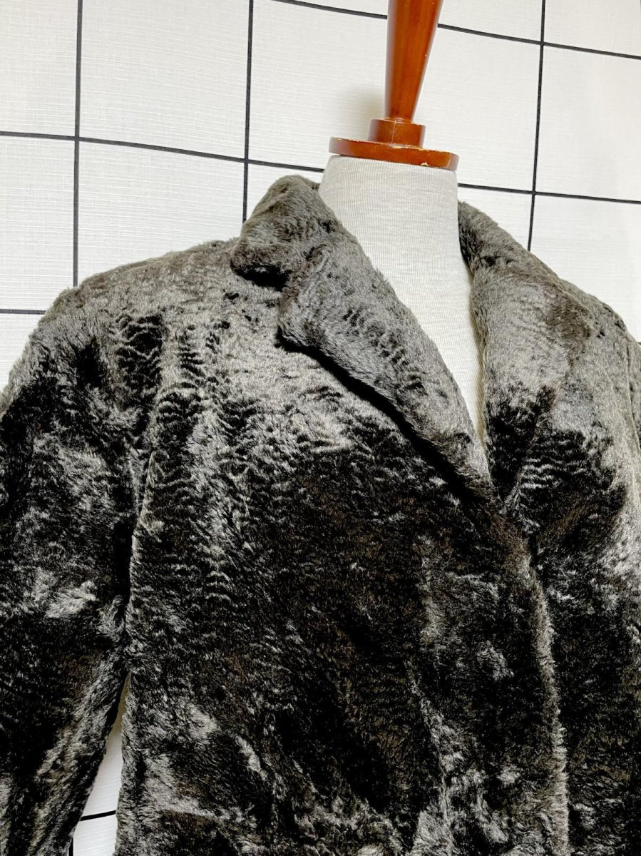 画像6: フェイクファー フロントフック ダークブラウン USA古着 レトロ ヴィンテージコート (6)