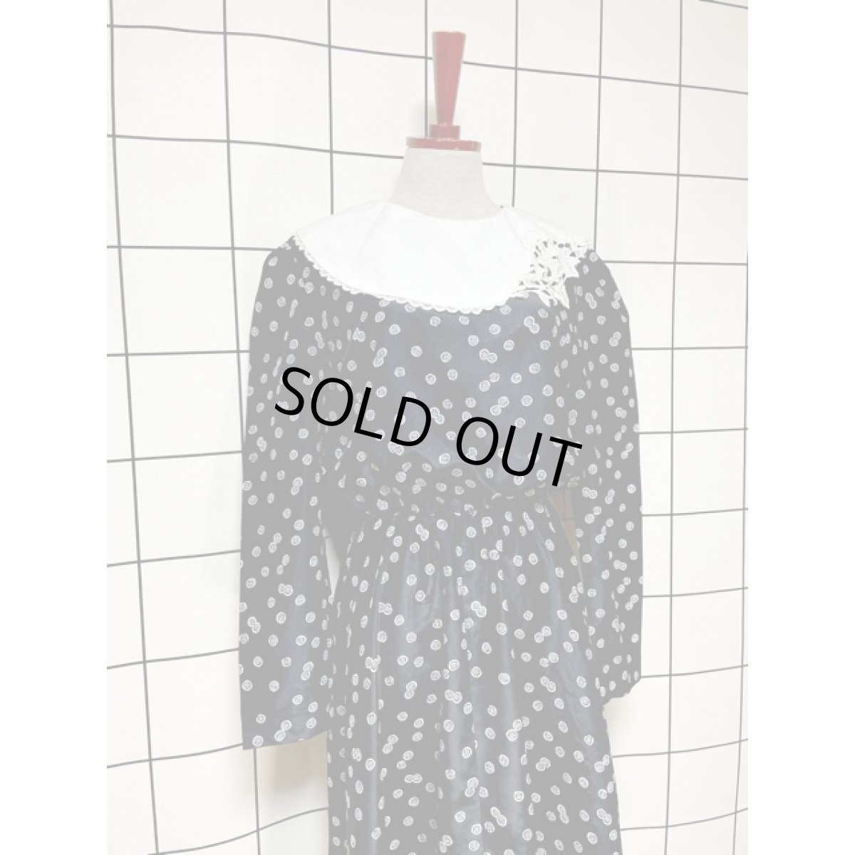 画像4: カットワークレース襟 ウエストゴム レトロ アメリカ古着 ヴィンテージワンピース (4)