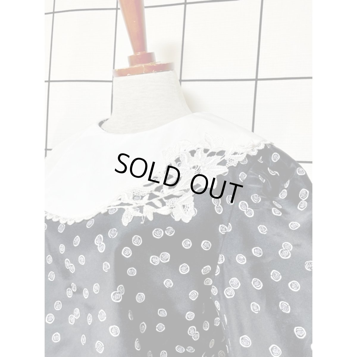 画像7: カットワークレース襟 ウエストゴム レトロ アメリカ古着 ヴィンテージワンピース (7)