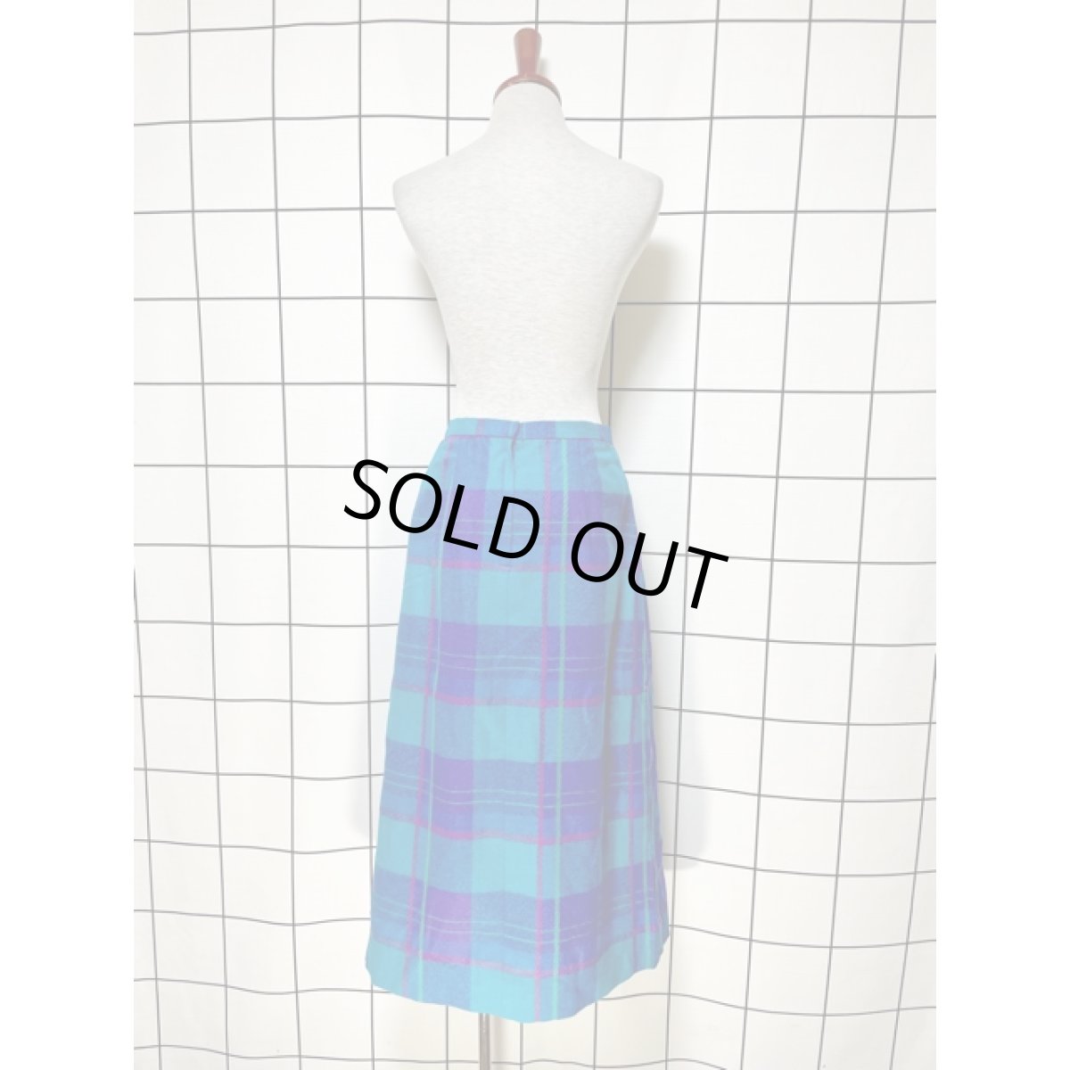 画像5: チェック柄 ウール レトロ アメリカ古着 ヴィンテージスカート (5)