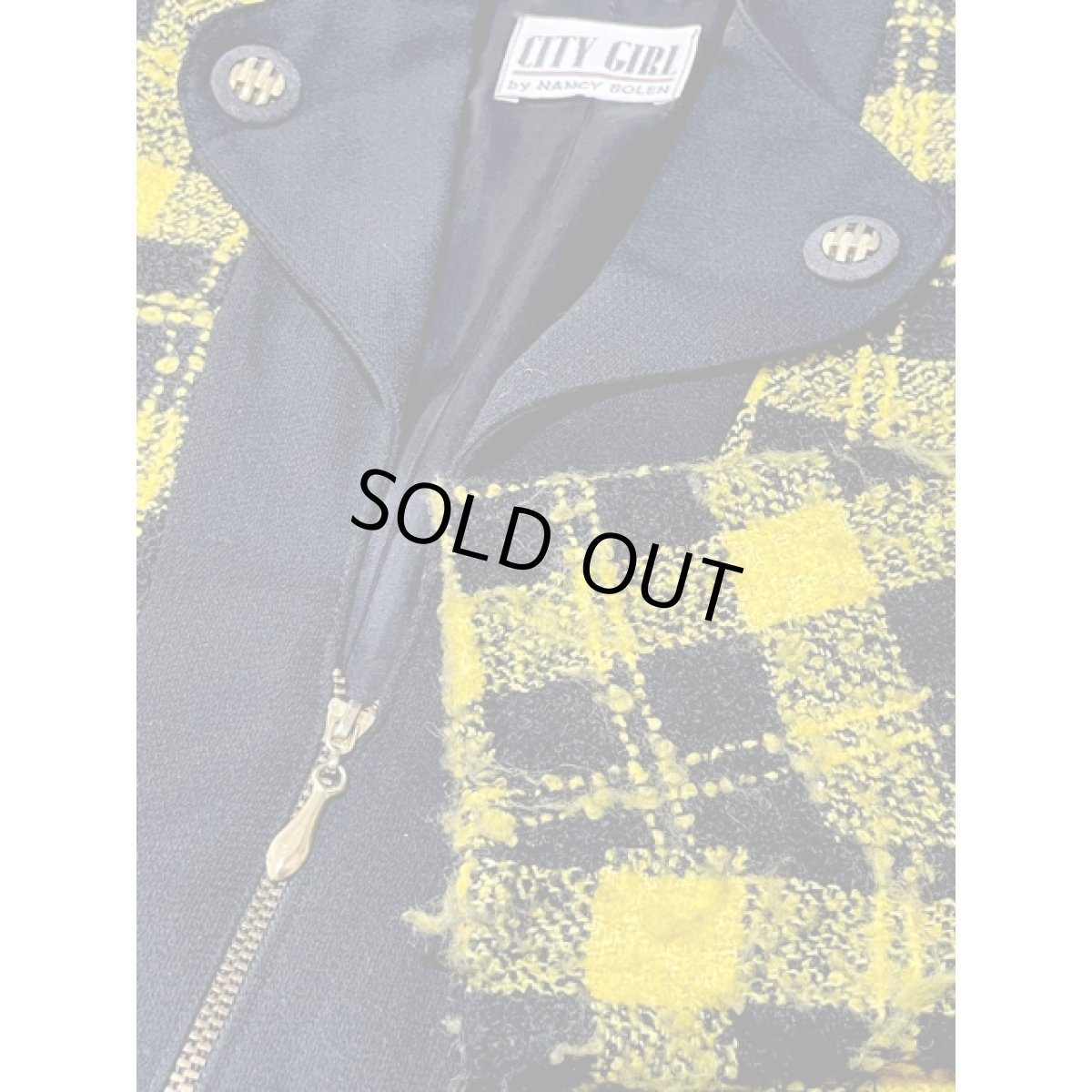 画像9: チェック柄 ジップアップ イエロー ブラック レトロ USA古着 ヴィンテージジャケット (9)