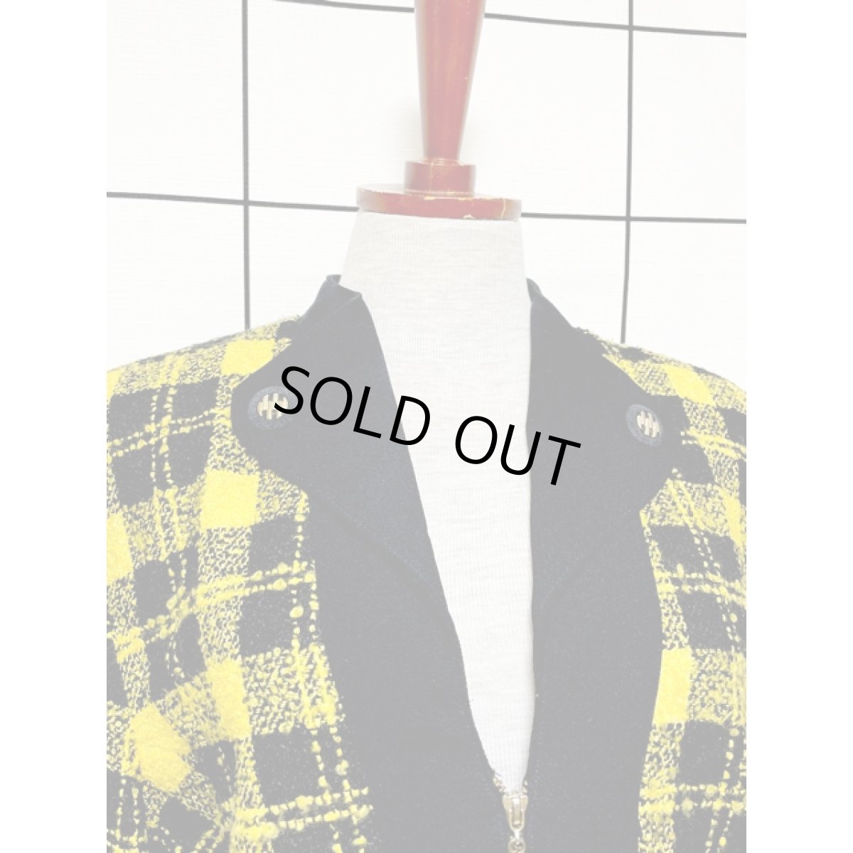 画像5: チェック柄 ジップアップ イエロー ブラック レトロ USA古着 ヴィンテージジャケット (5)