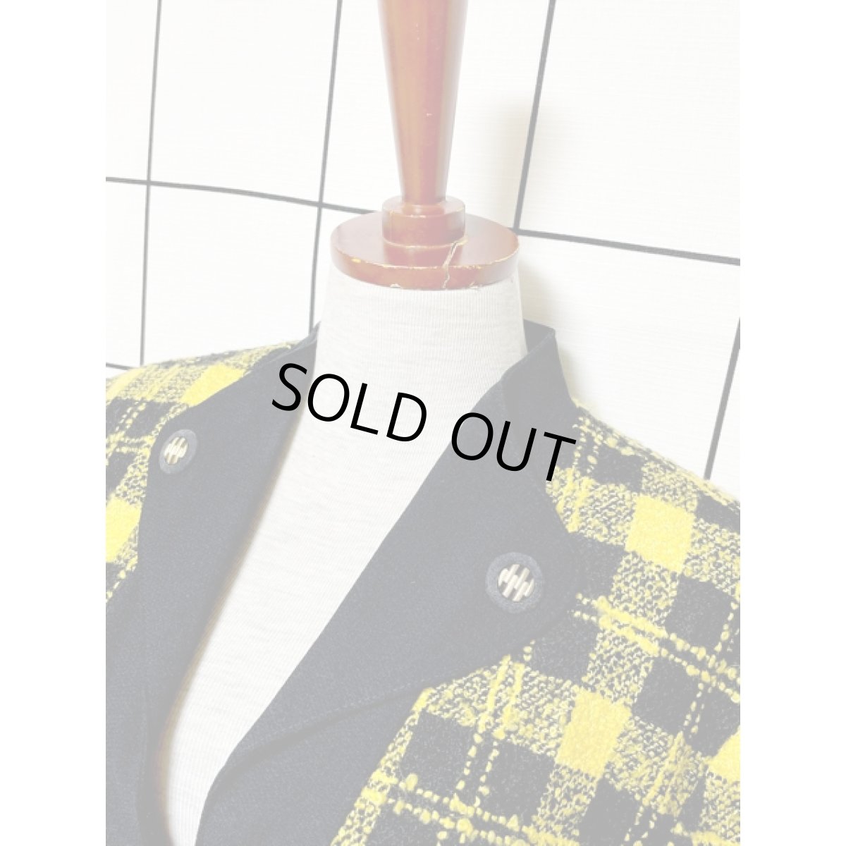 画像4: チェック柄 ジップアップ イエロー ブラック レトロ USA古着 ヴィンテージジャケット (4)