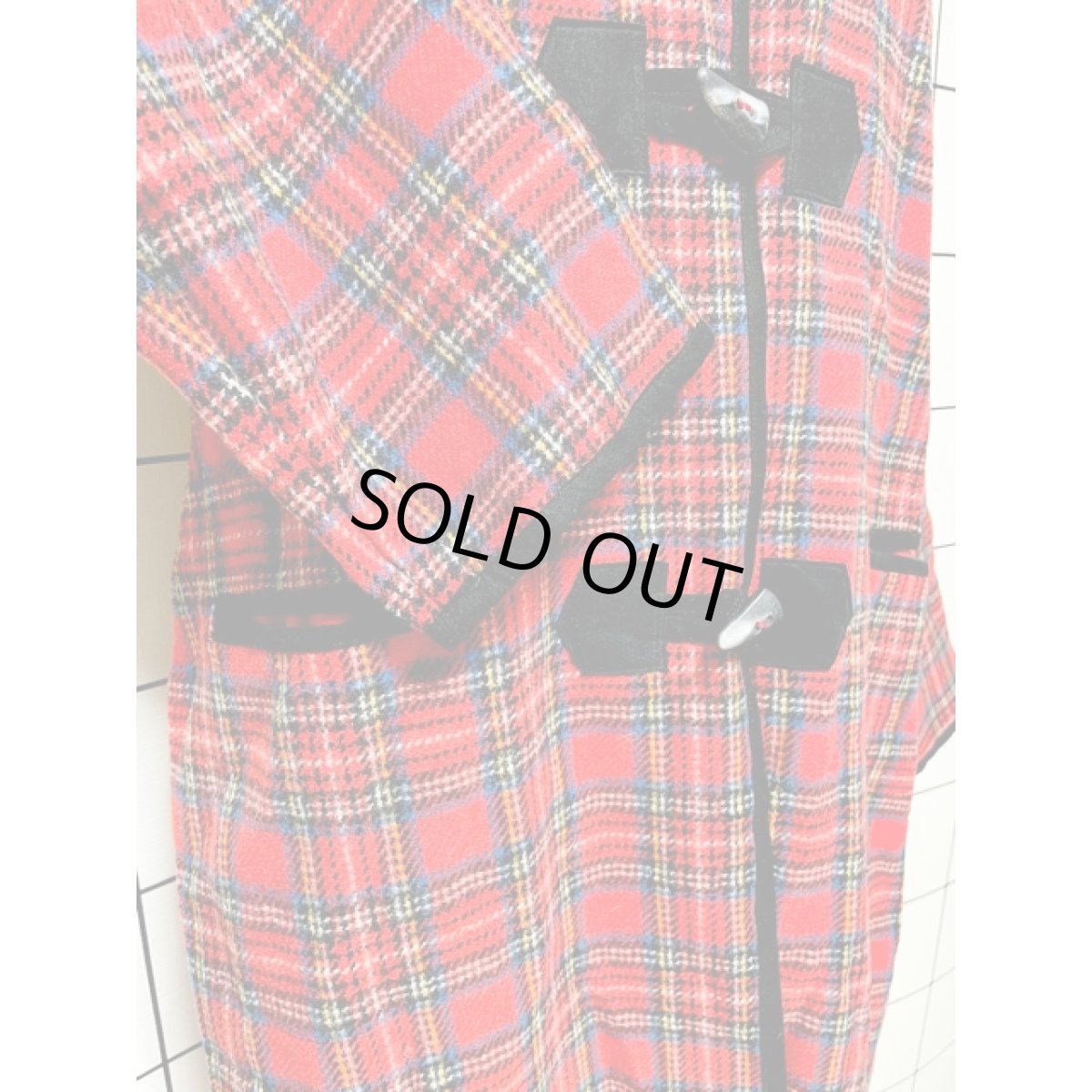 画像7: TRAD トラッド ガーリー チェック柄 トグルボタン レトロ USA古着 ヴィンテージロングコート (7)