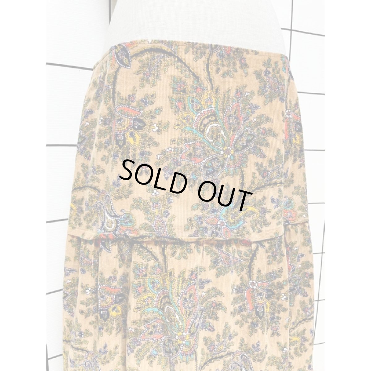 画像3: コーデュロイ ティアード ペイズリー 暖か レトロ アメリカ古着 ヴィンテージロングスカート (3)