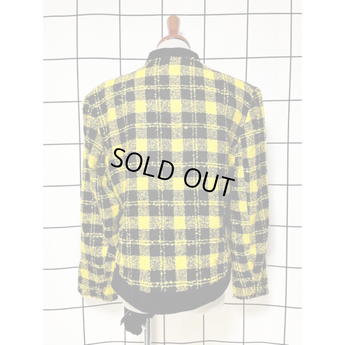 画像2: チェック柄 ジップアップ イエロー ブラック レトロ USA古着 ヴィンテージジャケット (2)