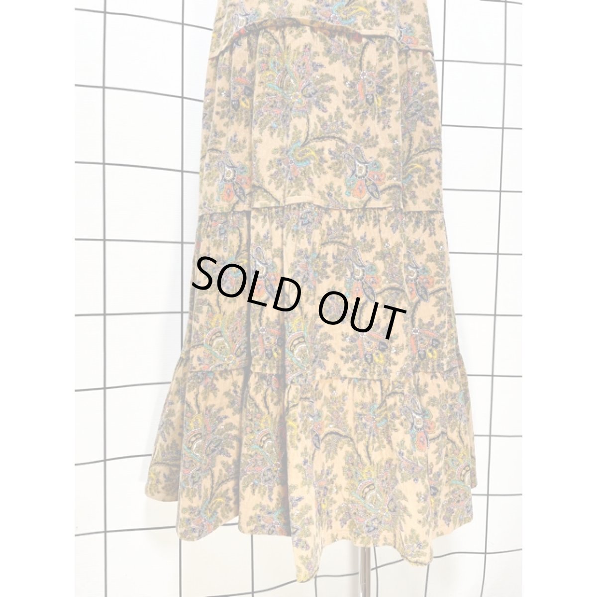 画像4: コーデュロイ ティアード ペイズリー 暖か レトロ アメリカ古着 ヴィンテージロングスカート (4)