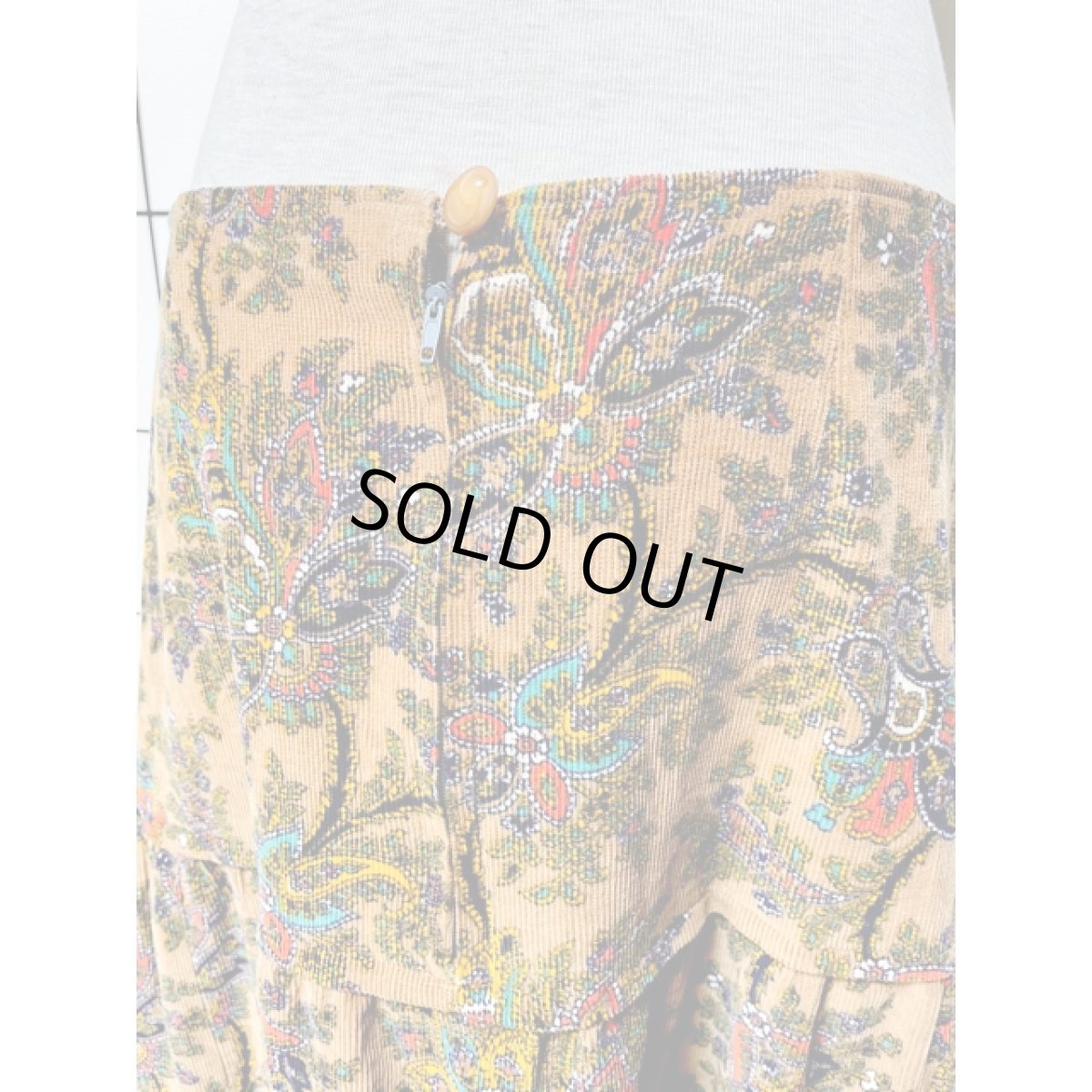 画像7: コーデュロイ ティアード ペイズリー 暖か レトロ アメリカ古着 ヴィンテージロングスカート (7)