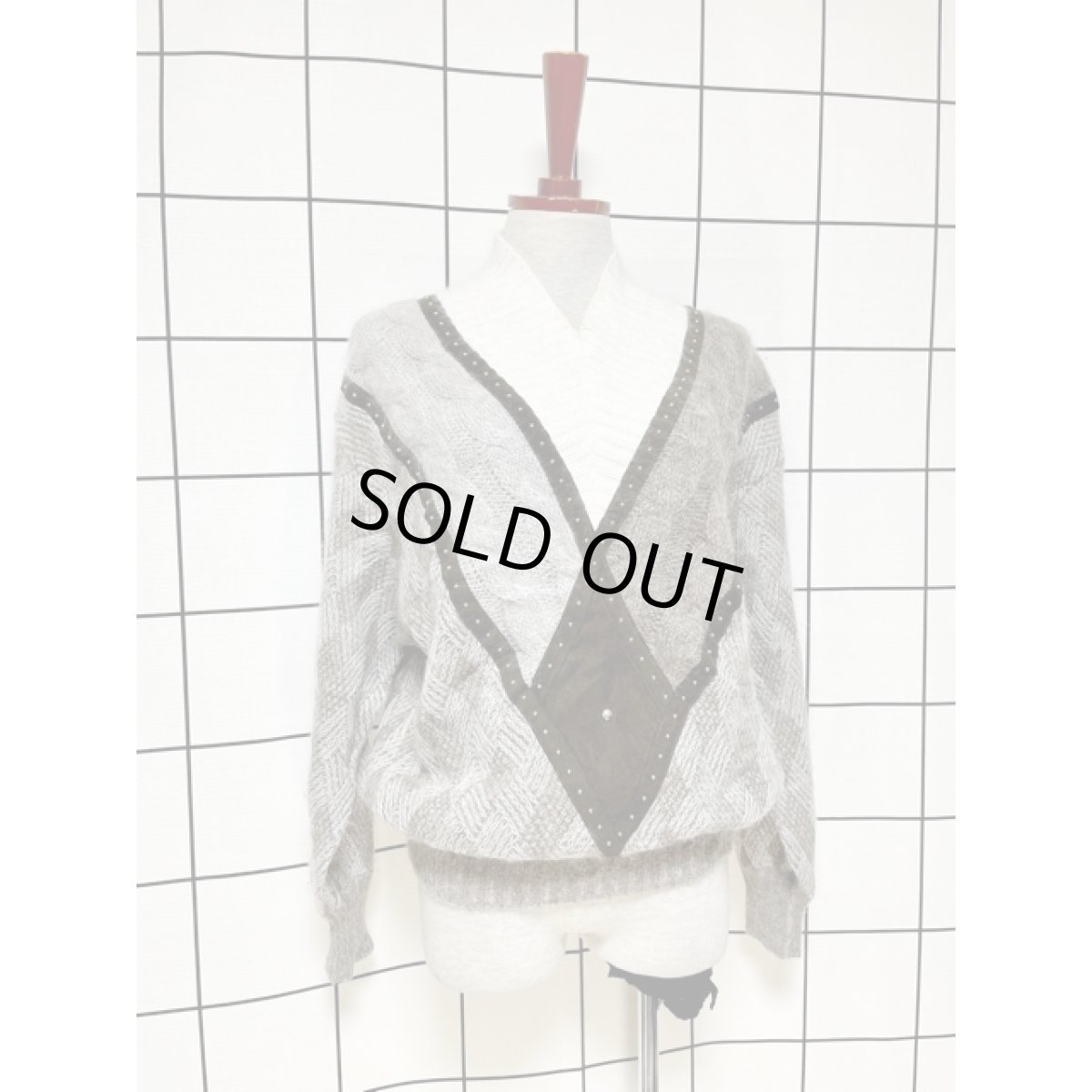 画像3: Italy製 スタッズ モヘア アンゴラ レトロ ヨーロッパ古着 ヴィンテージニットセーター (3)