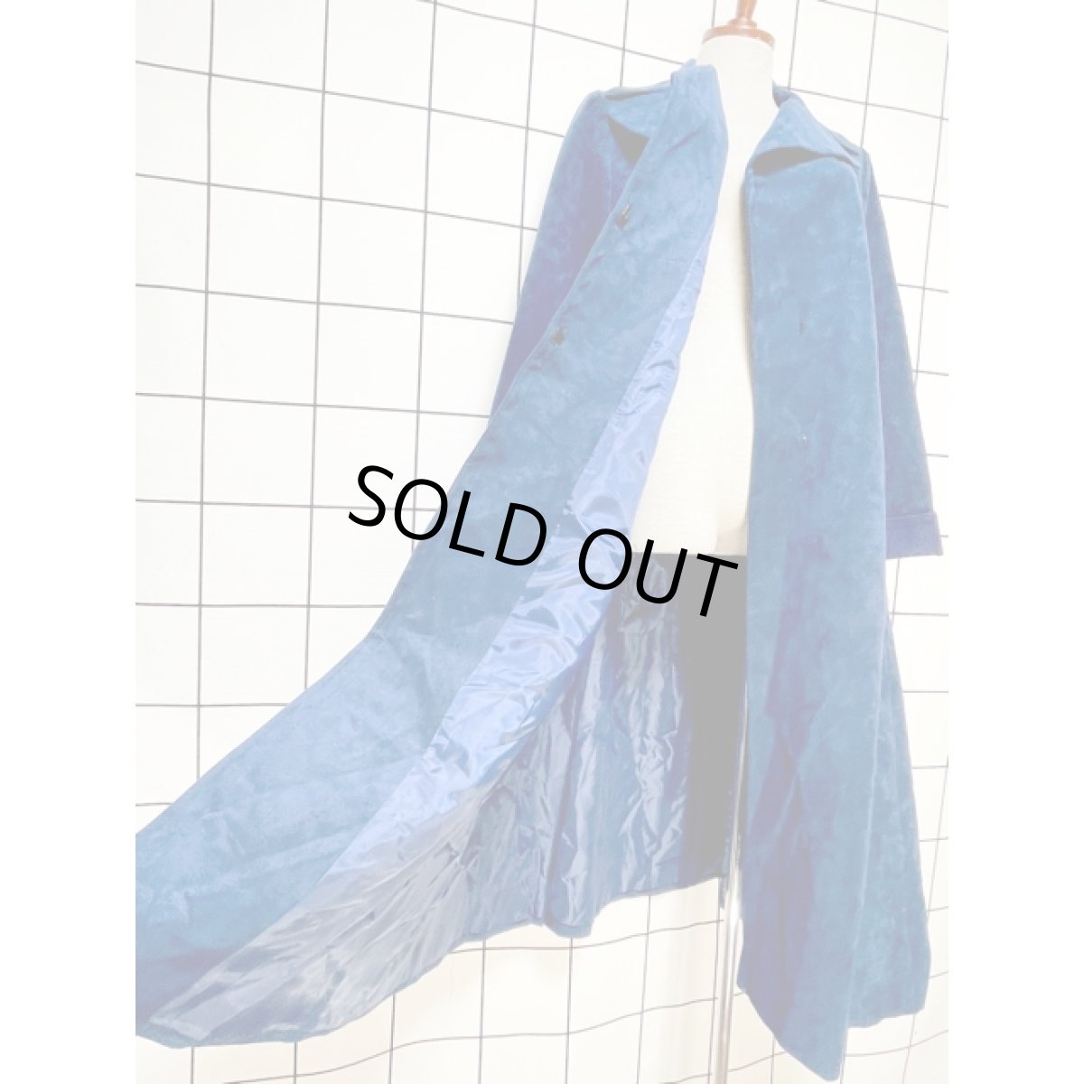 画像10: スエード ネイビー パープル切り替え 無地 ベルト付 UNIONMADE レトロ USA古着 ヴィンテージロングコート (10)