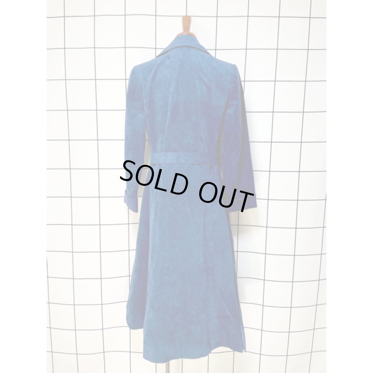 画像2: スエード ネイビー パープル切り替え 無地 ベルト付 UNIONMADE レトロ USA古着 ヴィンテージロングコート (2)