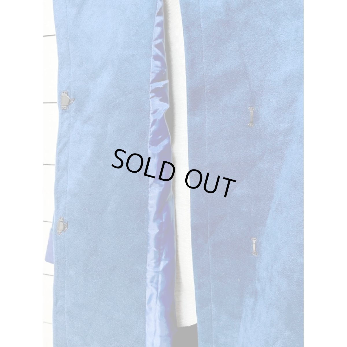 画像9: スエード ネイビー パープル切り替え 無地 ベルト付 UNIONMADE レトロ USA古着 ヴィンテージロングコート (9)