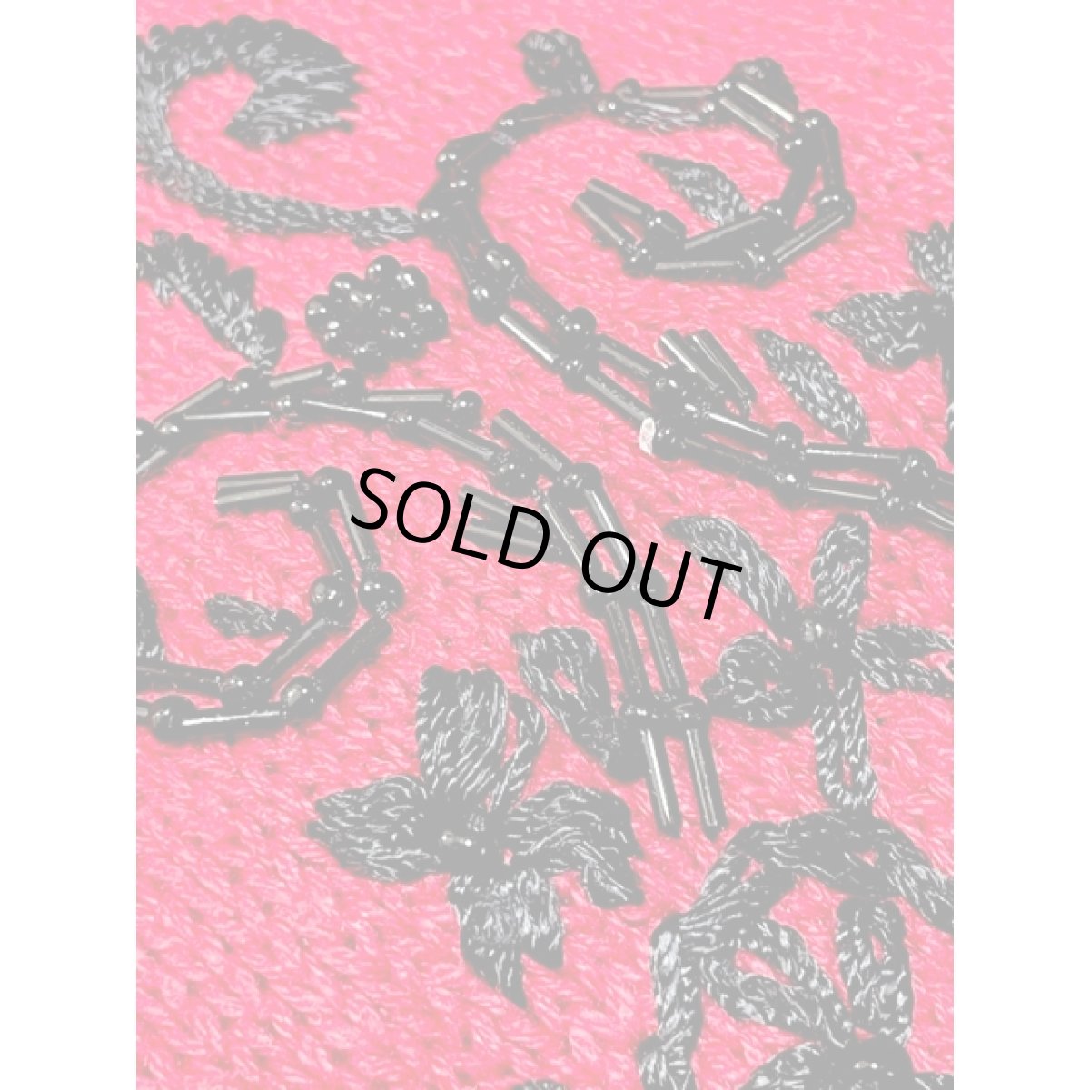 画像11: ビーズ装飾 レッド ブラック ジップアップ レトロ アメリカ古着 ヴィンテージニットベスト (11)