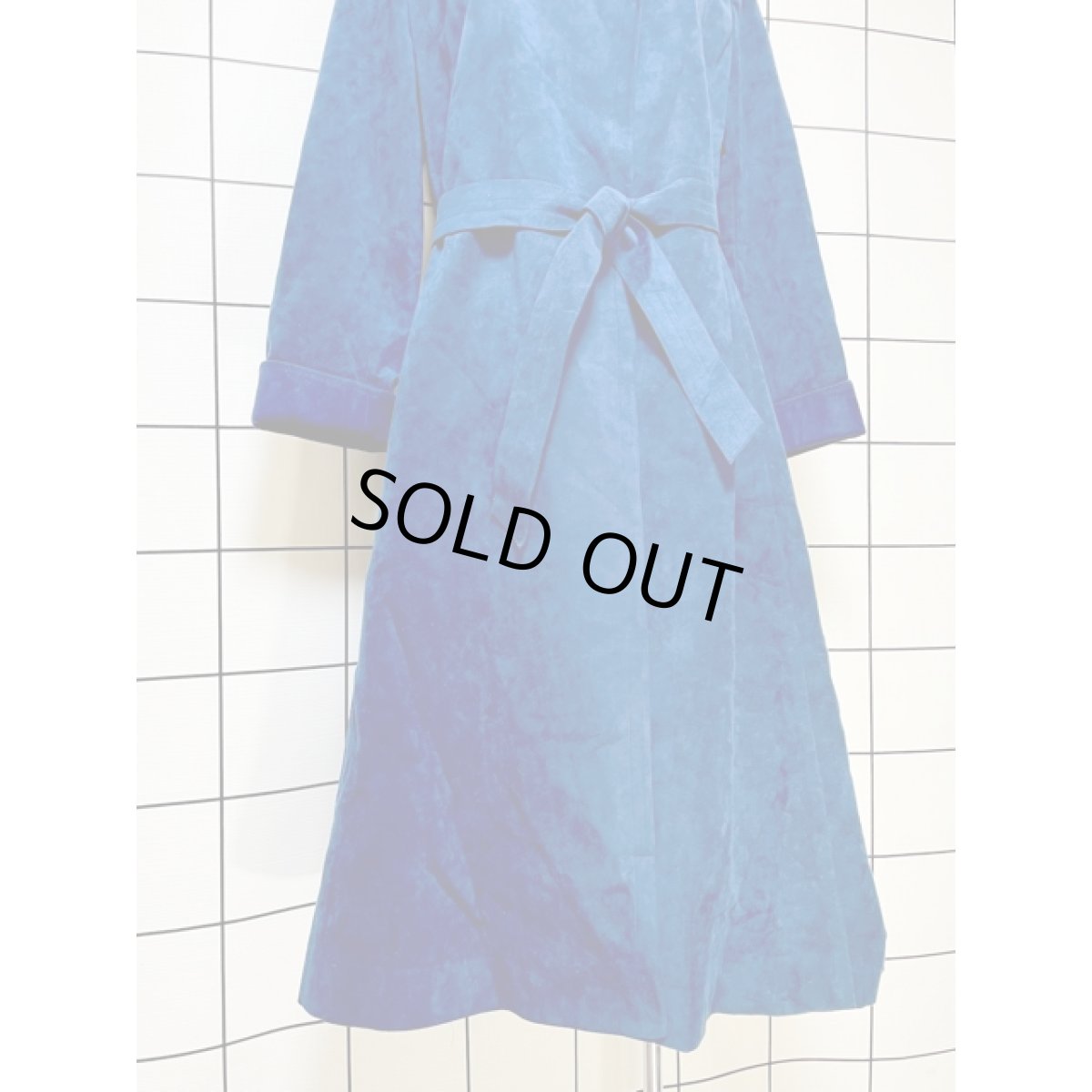 画像8: スエード ネイビー パープル切り替え 無地 ベルト付 UNIONMADE レトロ USA古着 ヴィンテージロングコート (8)