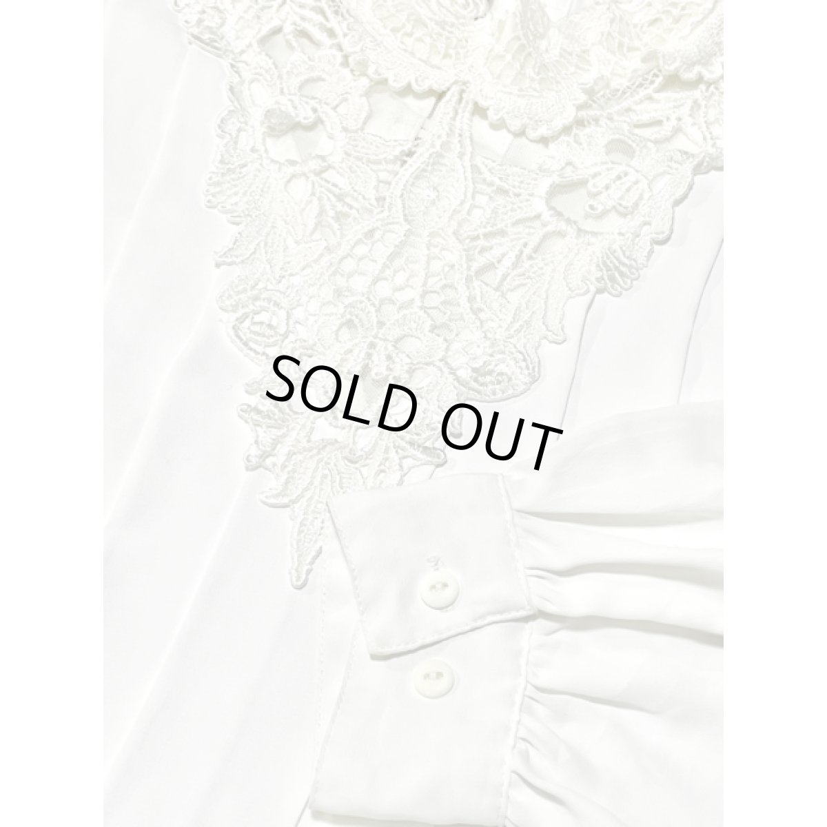 画像9: レース襟 フロントタック プルオーバー レトロクラシカル USA古着 シャツ ヴィンテージトップス (9)