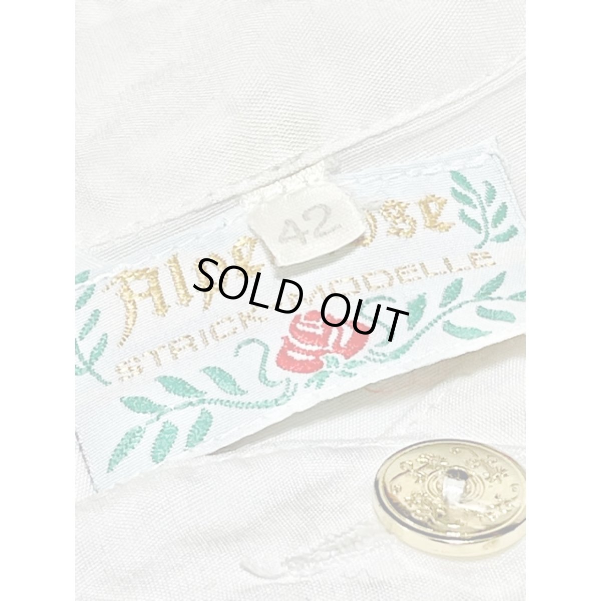 画像11: リーフ刺繍 ラメ スタンドカラー レトロ ヨーロッパ古着 ヴィンテージホワイトブラウス (11)