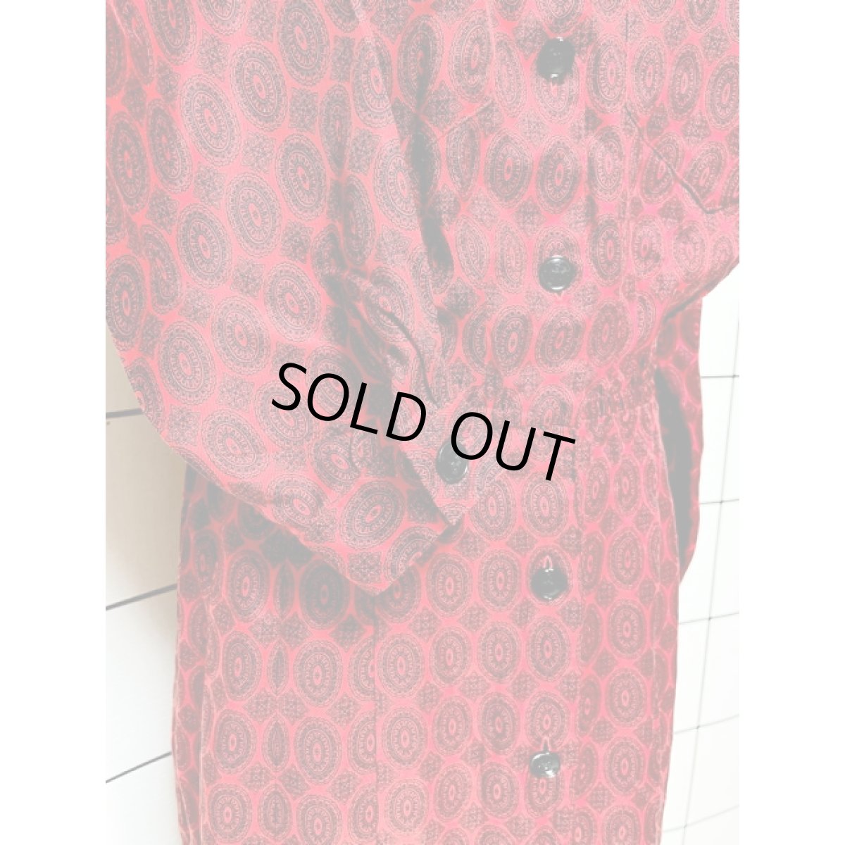 画像7: 前開き 総柄 ウエストゴム 長袖 レトロ USA古着 ヴィンテージシャツワンピース (7)