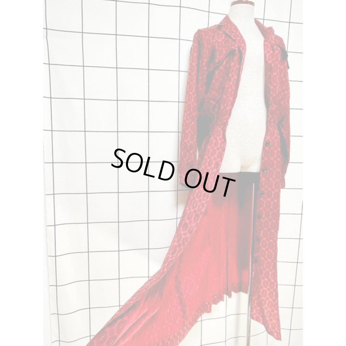 画像9: 前開き 総柄 ウエストゴム 長袖 レトロ USA古着 ヴィンテージシャツワンピース (9)