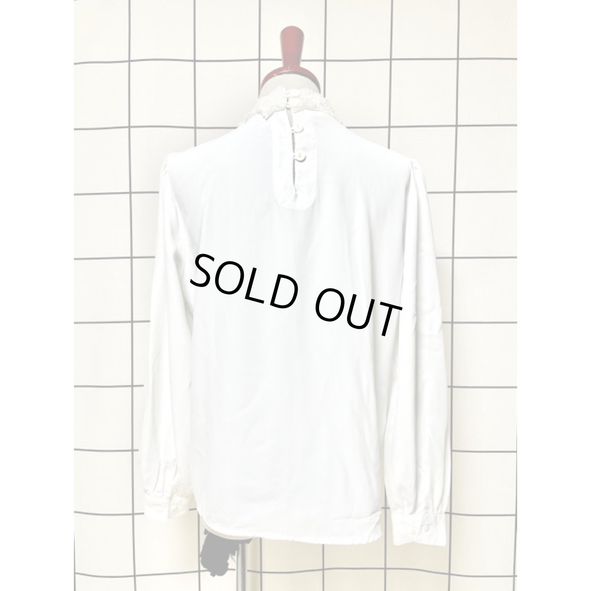 画像2: レース襟 フロントタック プルオーバー レトロクラシカル USA古着 シャツ ヴィンテージトップス (2)