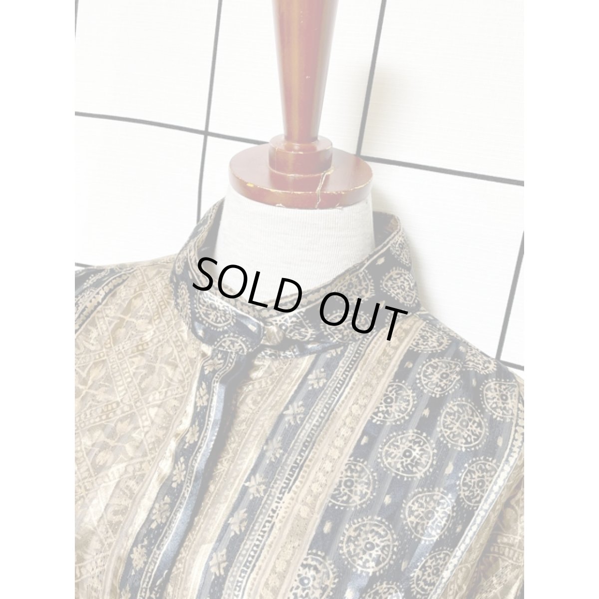 画像4: ストライプ ラメ レトロ柄 オーバーサイズ USA古着 長袖 シャツ ヴィンテージブラウス (4)