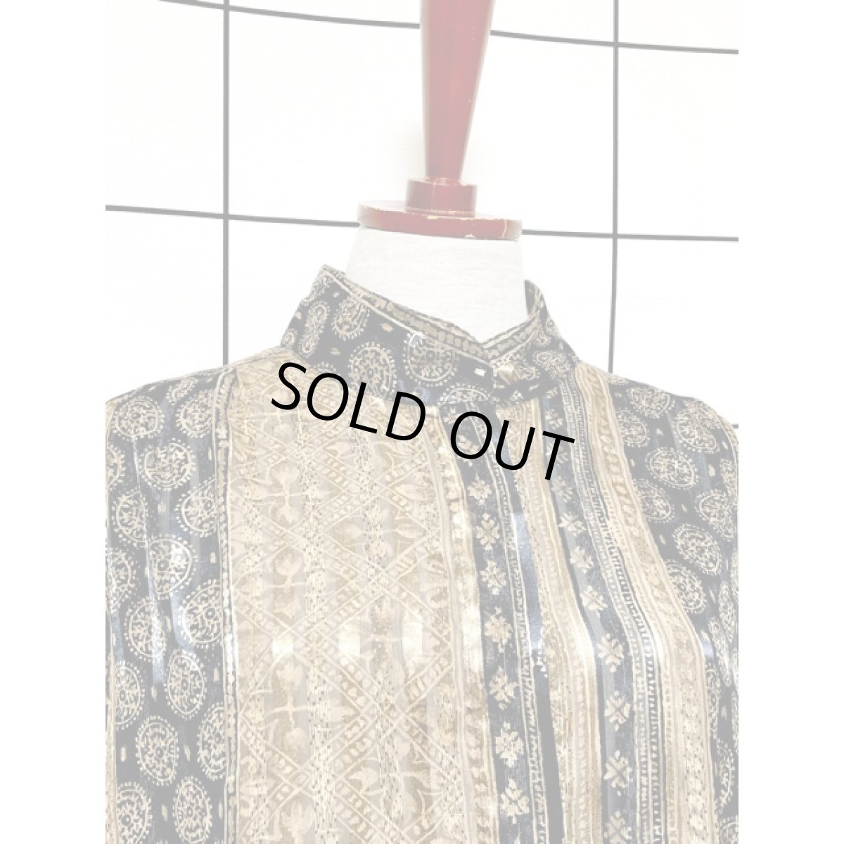 画像5: ストライプ ラメ レトロ柄 オーバーサイズ USA古着 長袖 シャツ ヴィンテージブラウス (5)