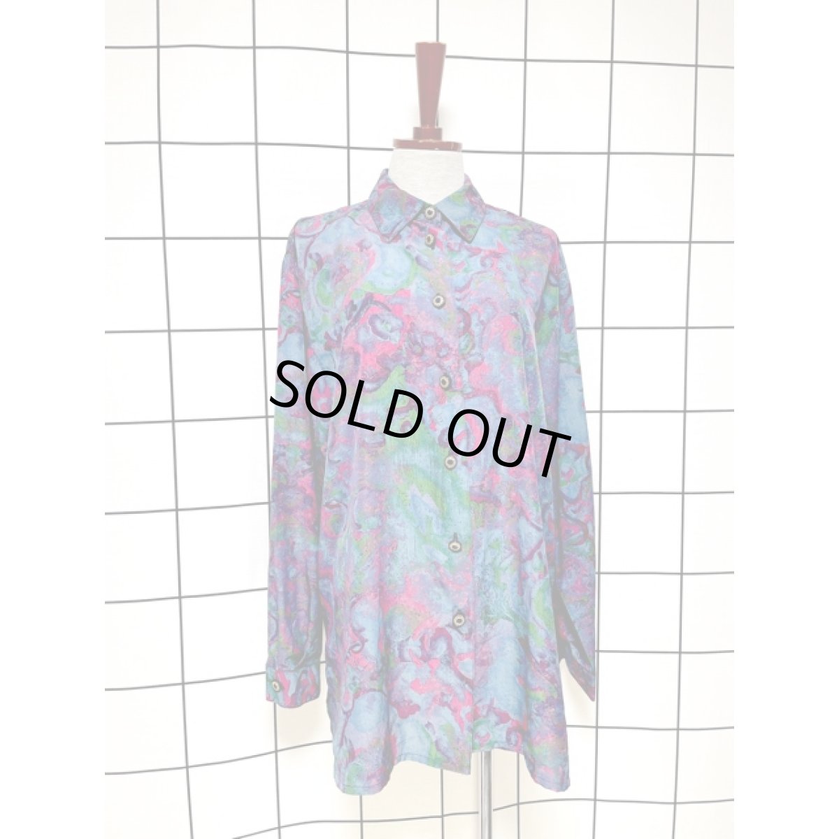 画像3: アート柄 オーバーサイズコーデにも レトロ ヨーロッパ古着 長袖 シャツ ヴィンテージブラウス (3)