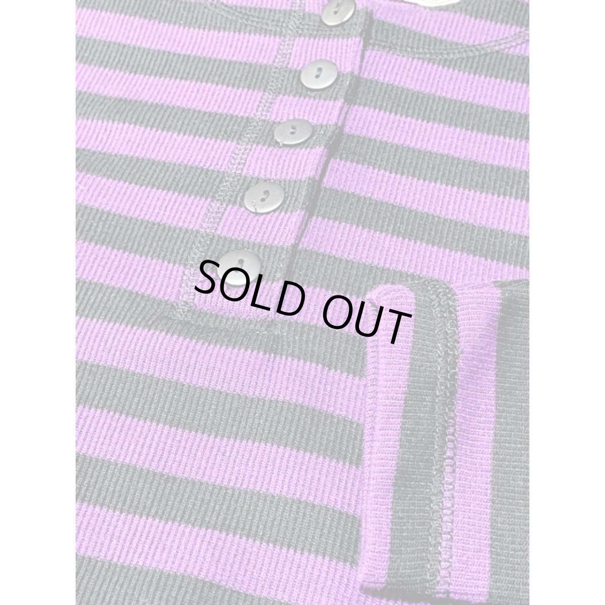 画像8: ボーダー パープル ブラック プルオーバー レトロ アメリカ古着 シャツ ヴィンテージトップス (8)