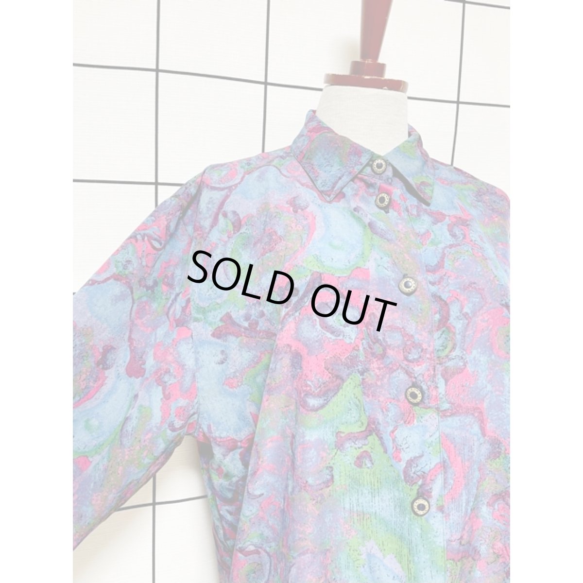 画像6: アート柄 オーバーサイズコーデにも レトロ ヨーロッパ古着 長袖 シャツ ヴィンテージブラウス (6)