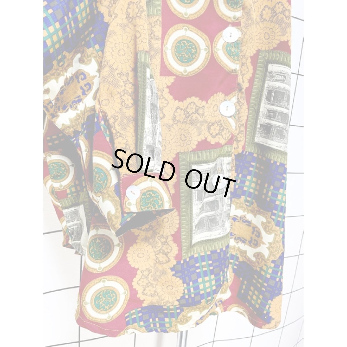 画像6: マルチ柄 チェック 風景柄 オーバーサイズコーデにも レトロ Mexico 古着 長袖 シャツ ヴィンテージブラウス (6)