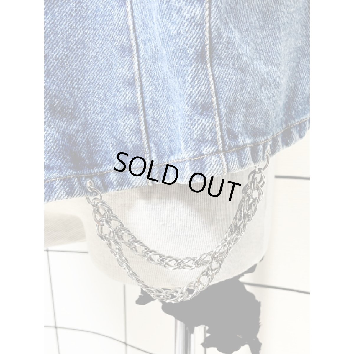 画像8: デニム チェーン アシンメトリーポケット ジップアップ レトロ アメリカ古着 ヴィンテージベスト (8)