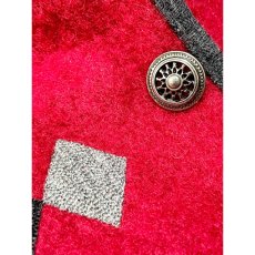 画像11: Italy製 刺繍装飾 ダイヤ模様 レッド グレーレトロ ヨーロッパ古着 ヴィンテージベスト (11)