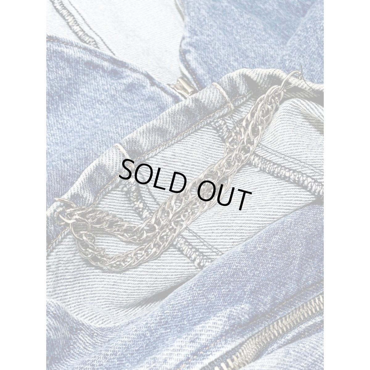 画像12: デニム チェーン アシンメトリーポケット ジップアップ レトロ アメリカ古着 ヴィンテージベスト (12)