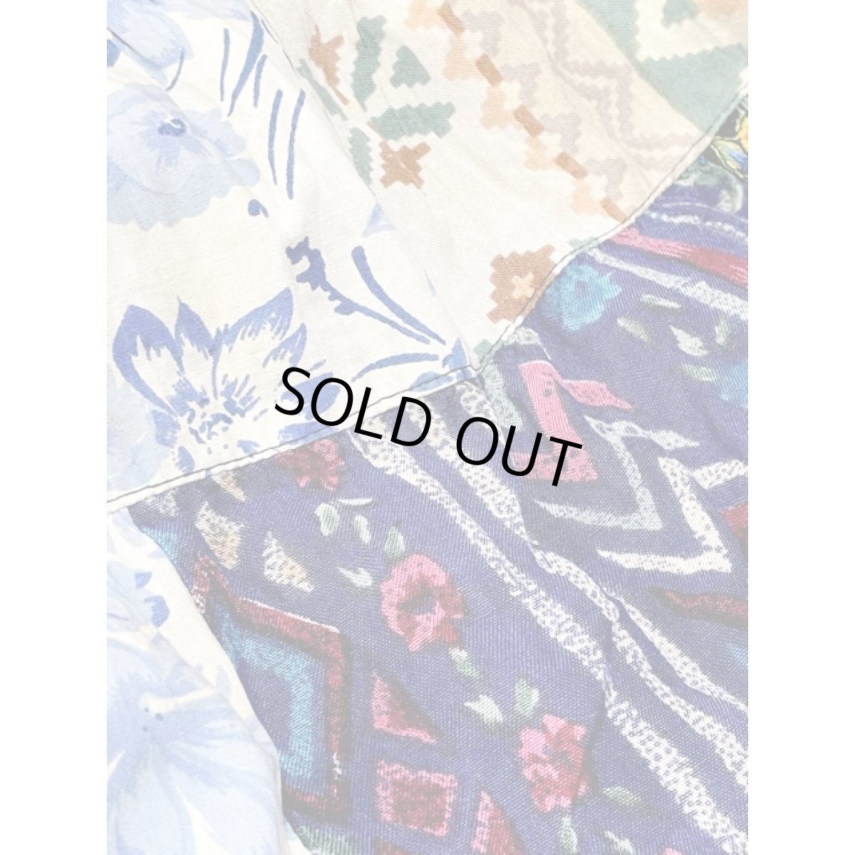 画像11: パッチワーク切り替え マルチプリント ウエストゴム India レトロ 古着 ヴィンテージロングスカート (11)