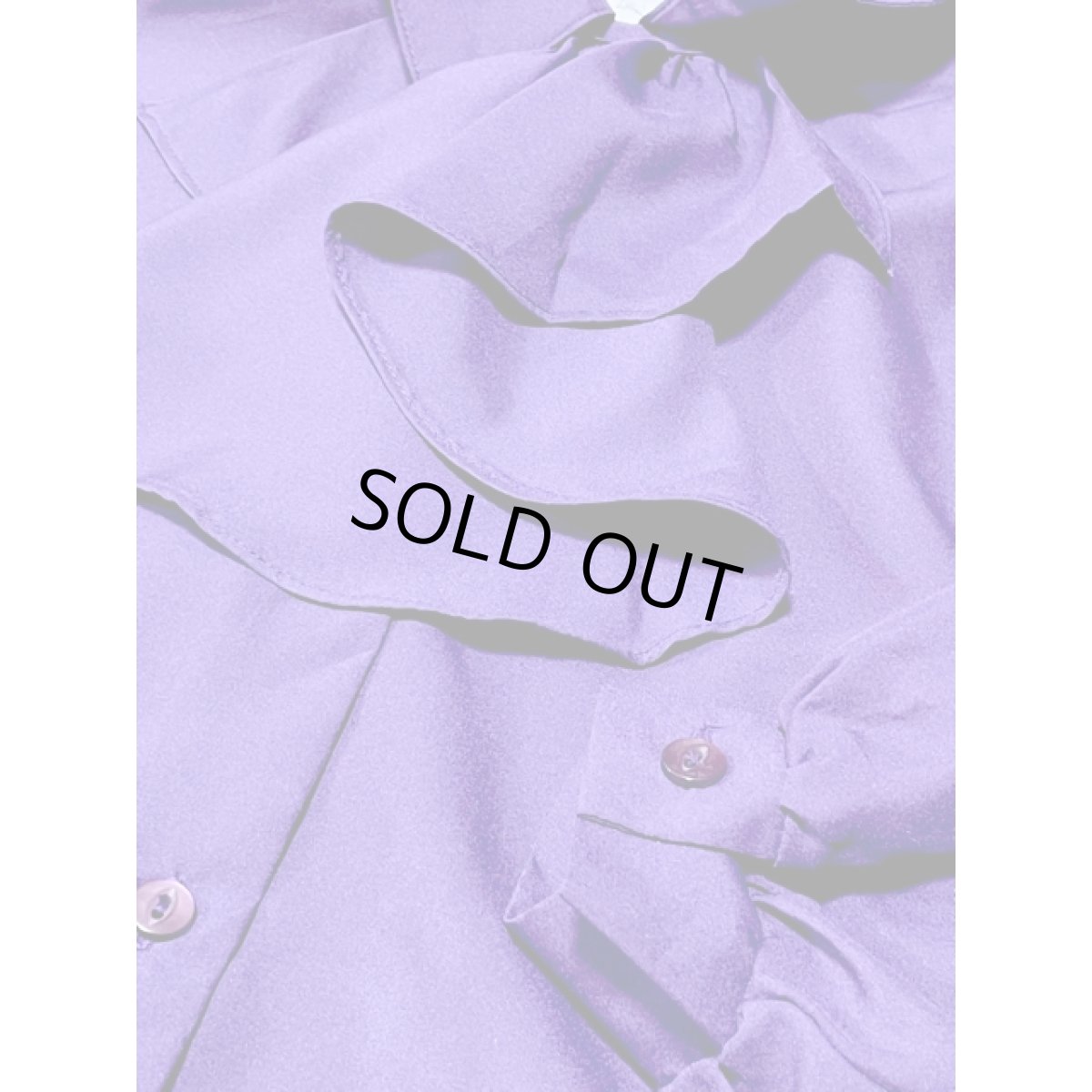 画像10: フロントフリル パープル 無地 アメリカ古着 レトロ 長袖 シャツ ヴィンテージブラウス (10)