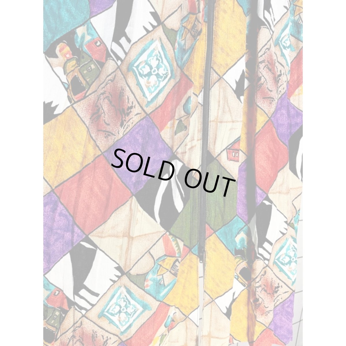 画像8: カラフル アート柄 ウエストゴム レトロ アメリカ古着 ヴィンテージロングスカート (8)