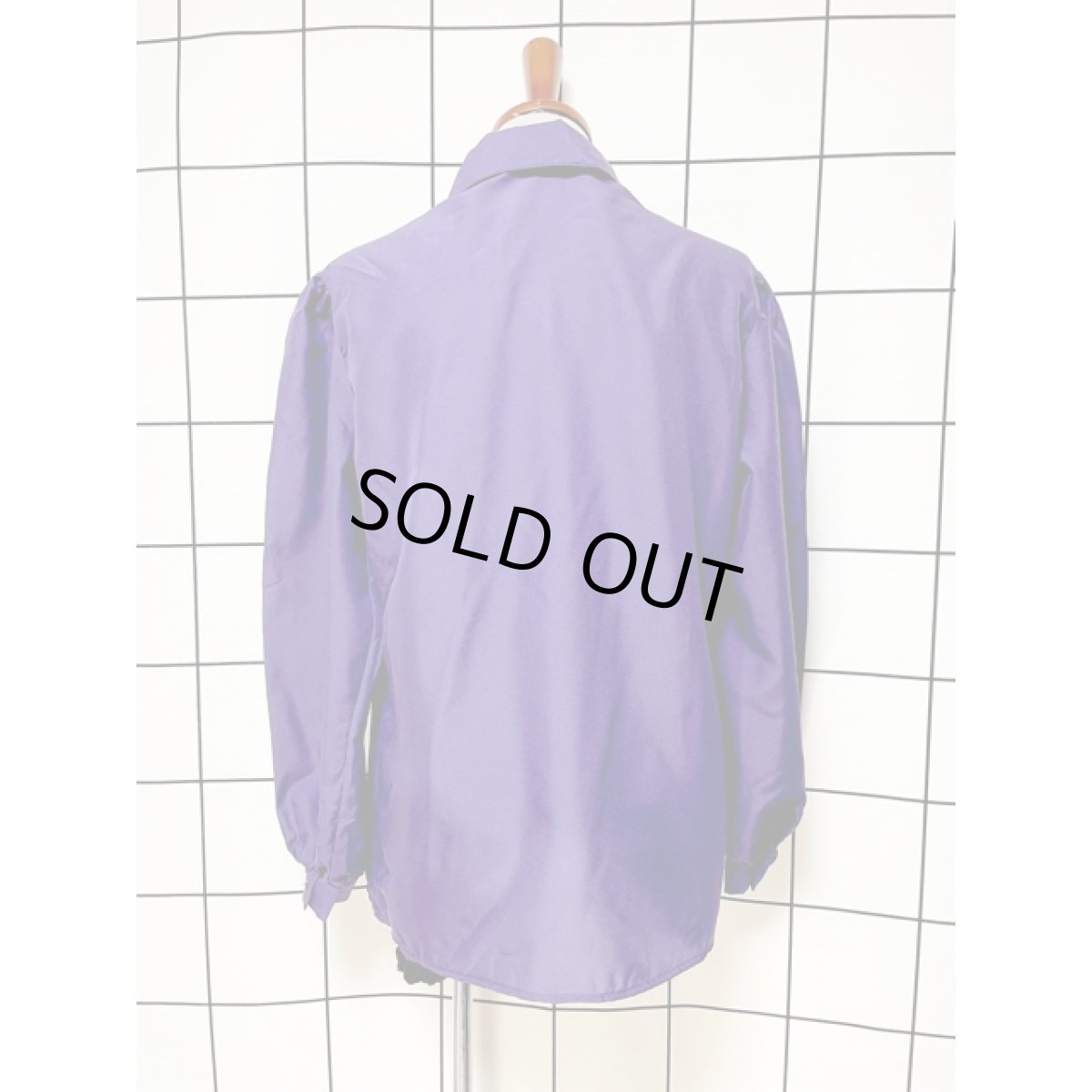 画像2: フロントフリル パープル 無地 アメリカ古着 レトロ 長袖 シャツ ヴィンテージブラウス (2)