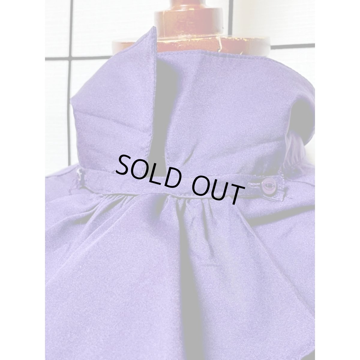 画像9: フロントフリル パープル 無地 アメリカ古着 レトロ 長袖 シャツ ヴィンテージブラウス (9)