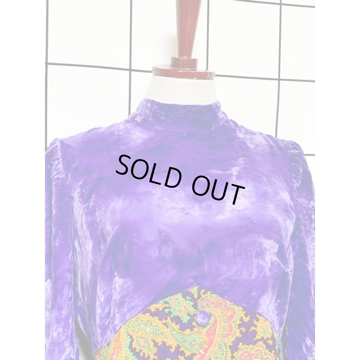 画像6: 70年代 ベロア切り替え サイケデリック ペイズリー柄 パーティー 衣装 クラシカル レトロ USA古着 ヴィンテージロングドレス (6)