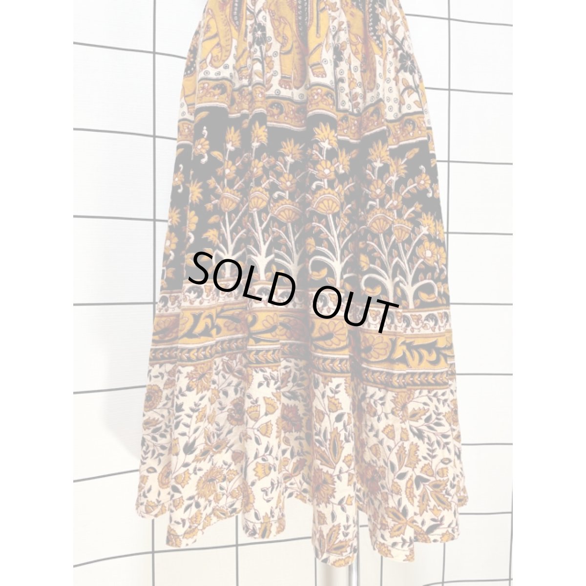 画像3: ゾウ エスニック模様 ウエストゴム レトロ アメリカ古着 ヴィンテージサーキュラースカート (3)