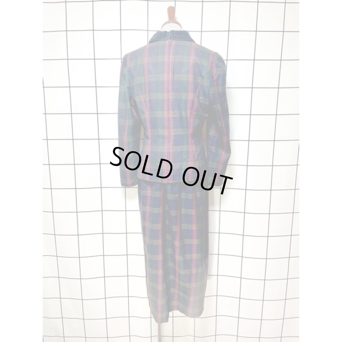 画像2: チャイナボタン装飾 レイヤード調 ベロア襟 レトロ アメリカ古着 ヴィンテージワンピース (2)