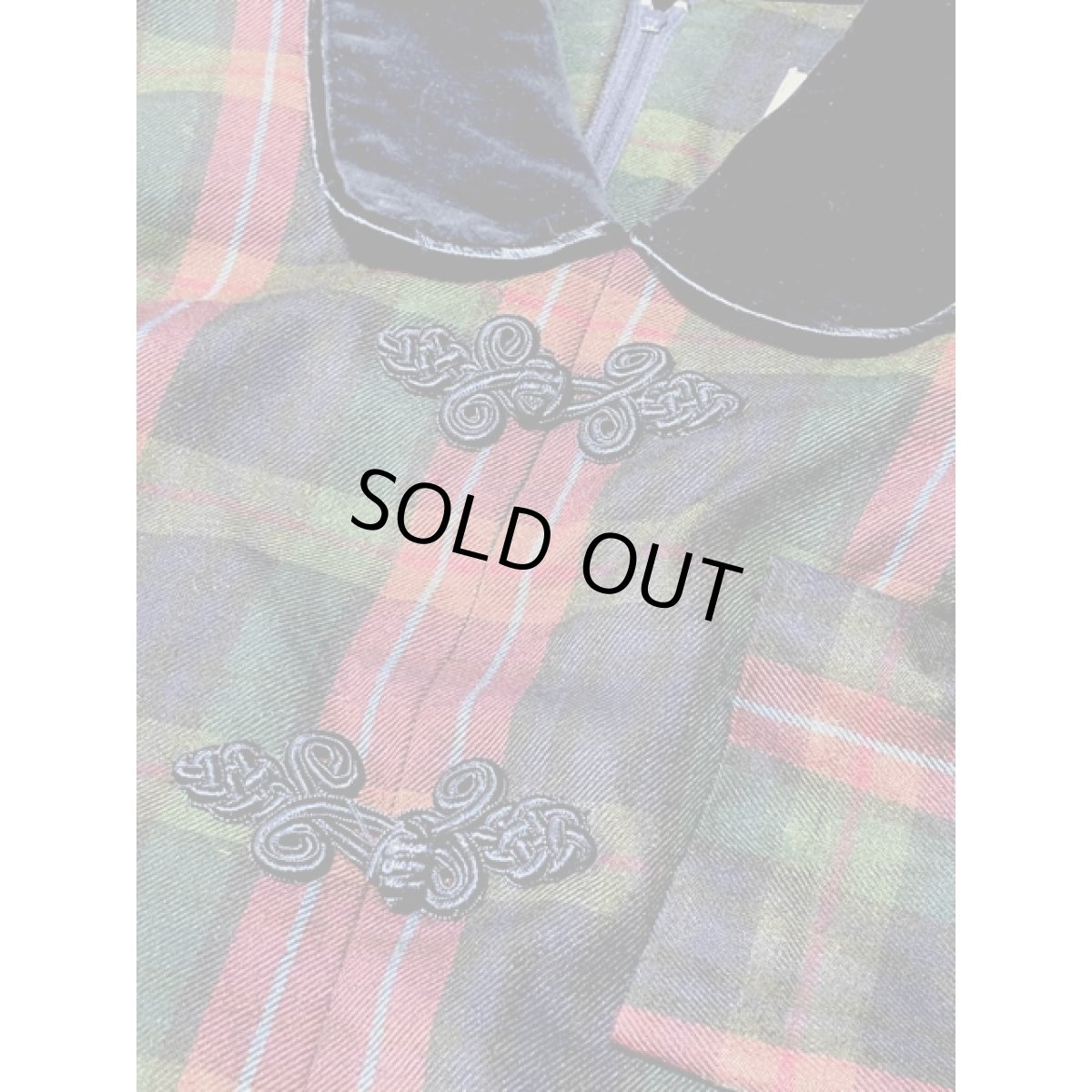 画像10: チャイナボタン装飾 レイヤード調 ベロア襟 レトロ アメリカ古着 ヴィンテージワンピース (10)