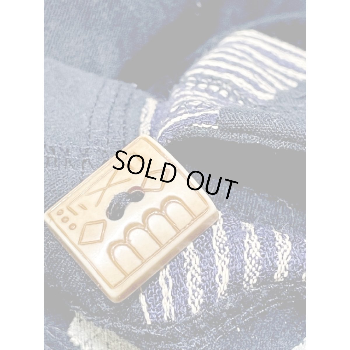 画像13: リーフ チェック ストライプ切り替え ネイビー ノースリーブ レトロ USA古着 ヴィンテージワンピース (13)