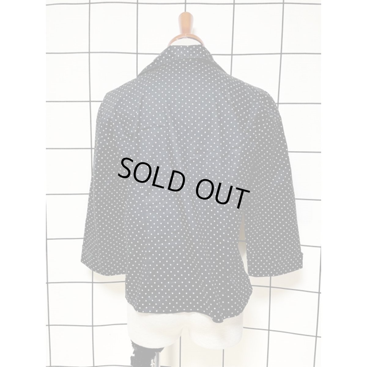 画像2: ドット ブラック ホワイト ヨーロッパ古着 シャツ ヴィンテージブラウス (2)