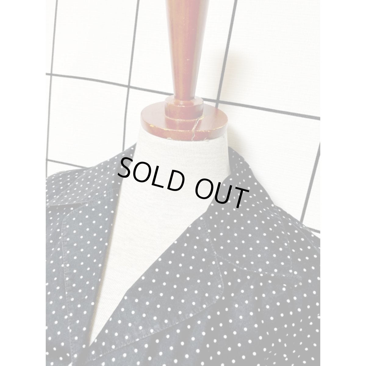 画像4: ドット ブラック ホワイト ヨーロッパ古着 シャツ ヴィンテージブラウス (4)