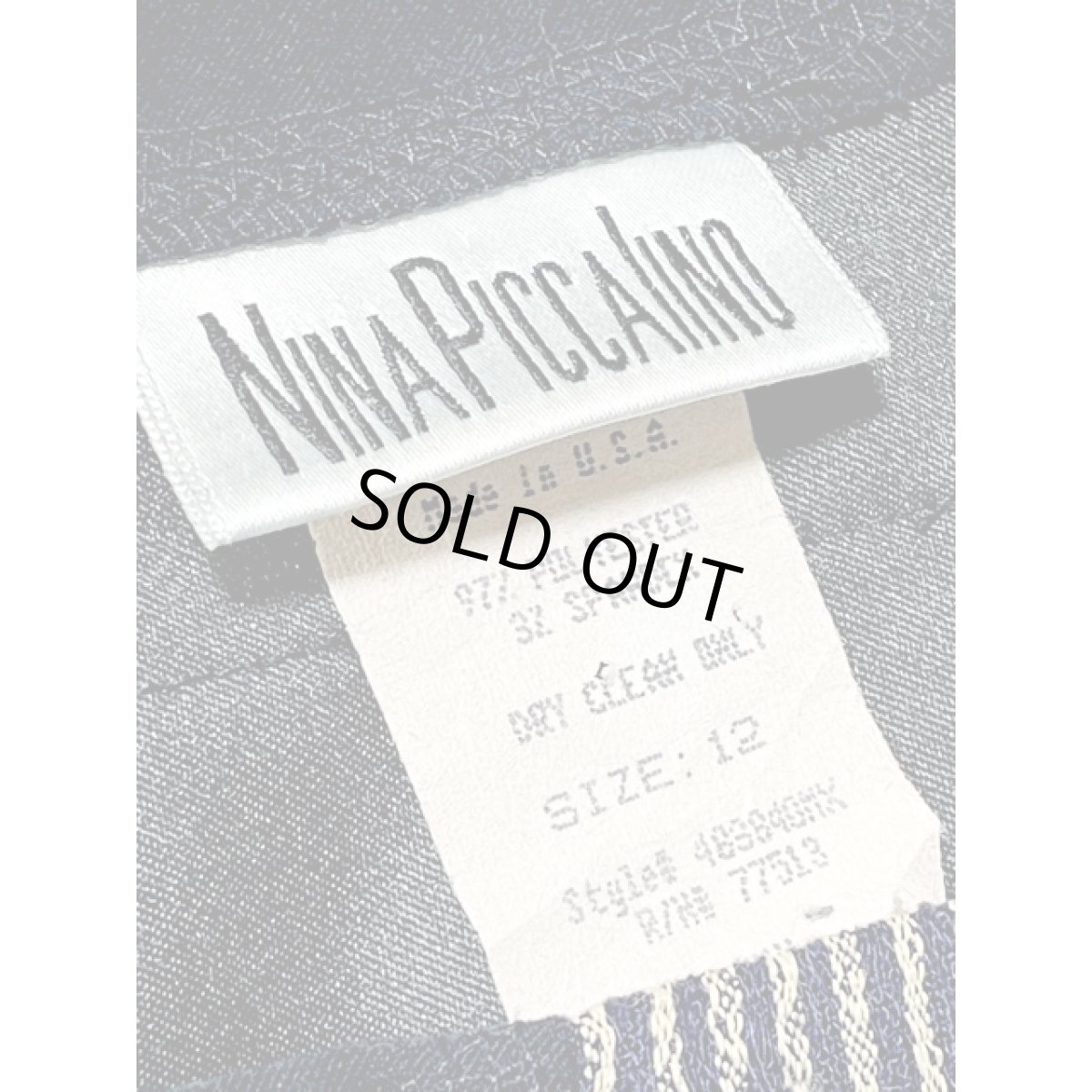 画像14: リーフ チェック ストライプ切り替え ネイビー ノースリーブ レトロ USA古着 ヴィンテージワンピース (14)