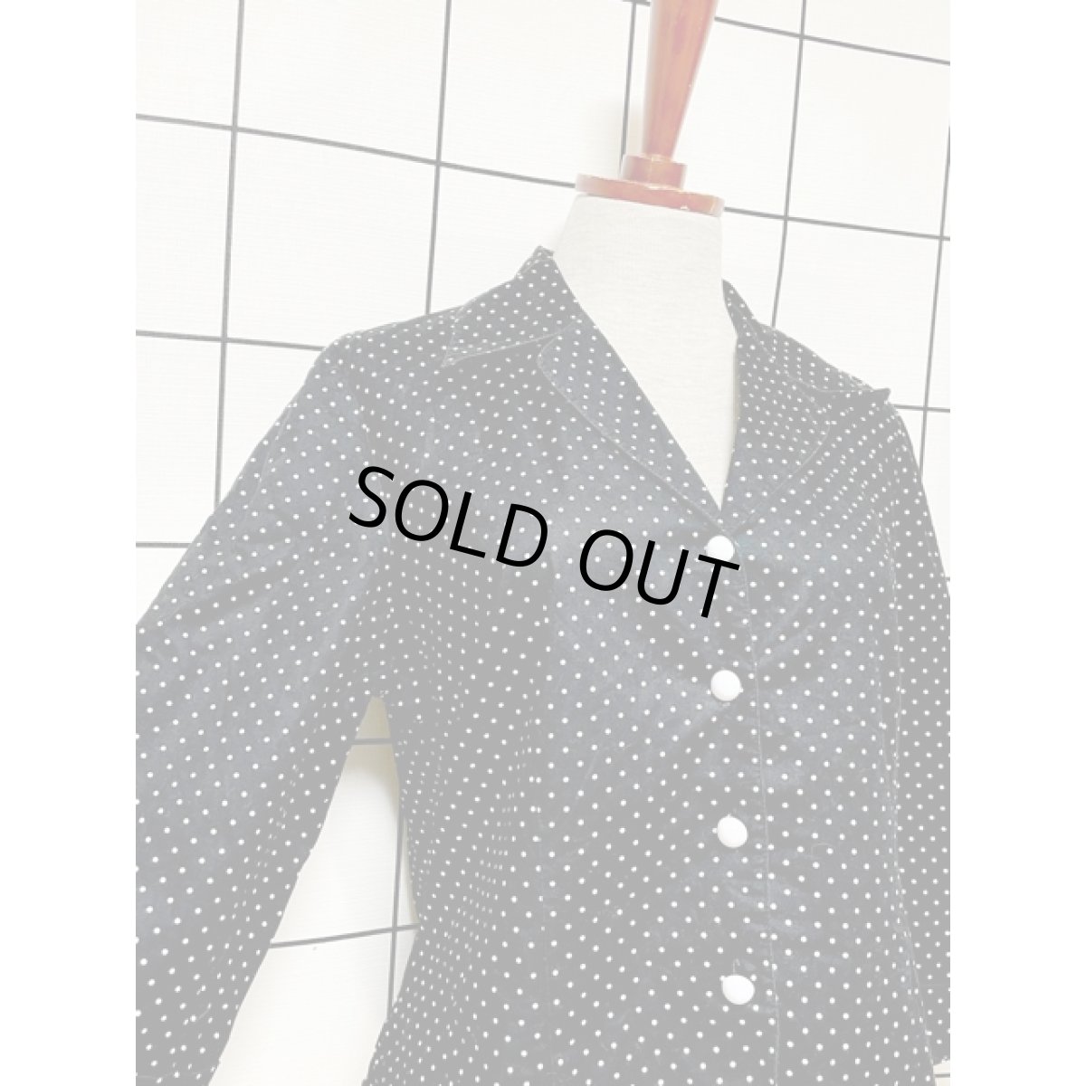 画像6: ドット ブラック ホワイト ヨーロッパ古着 シャツ ヴィンテージブラウス (6)