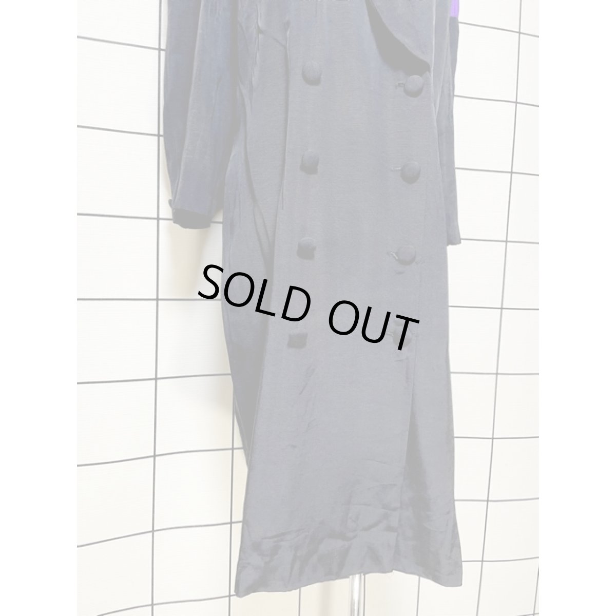 画像8: シャーリングデザイン ブラック ウール レトロ USA古着 ヴィンテージライトコート (8)