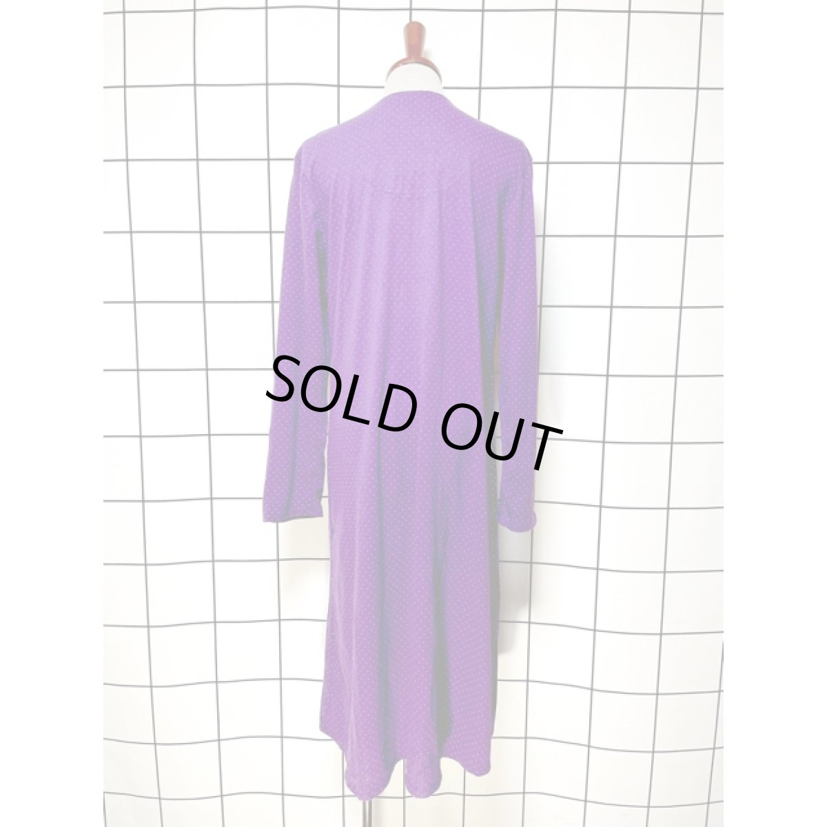 画像2: ドット柄 レース  リボンテープ パープル ホワイト レトロ USA古着 ヴィンテージワンピース (2)