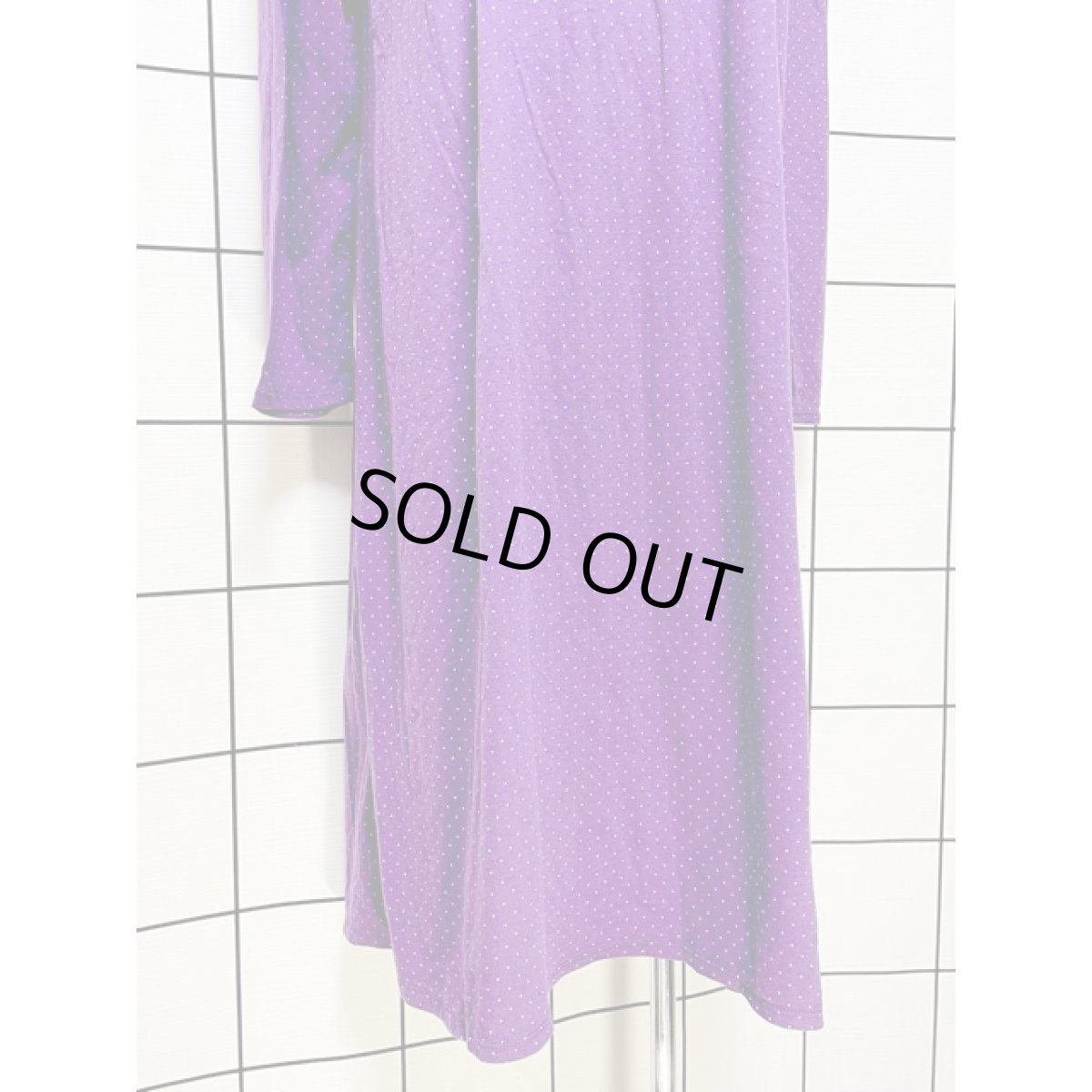 画像9: ドット柄 レース  リボンテープ パープル ホワイト レトロ USA古着 ヴィンテージワンピース (9)