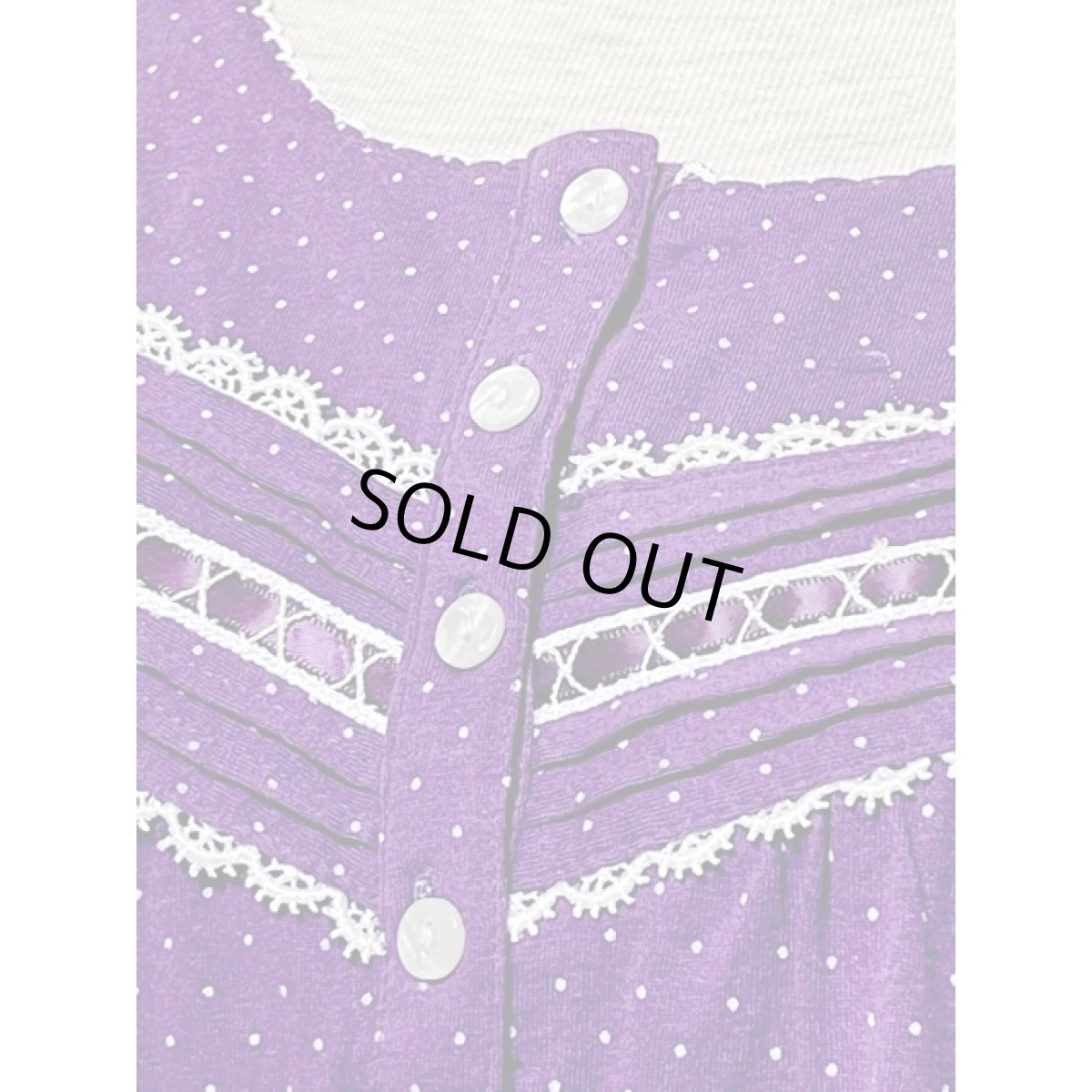 画像7: ドット柄 レース  リボンテープ パープル ホワイト レトロ USA古着 ヴィンテージワンピース (7)